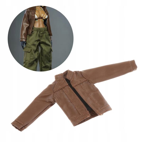 Mini Faux Leather Biker Shacket, Open Front, Long Sleeve, coffee