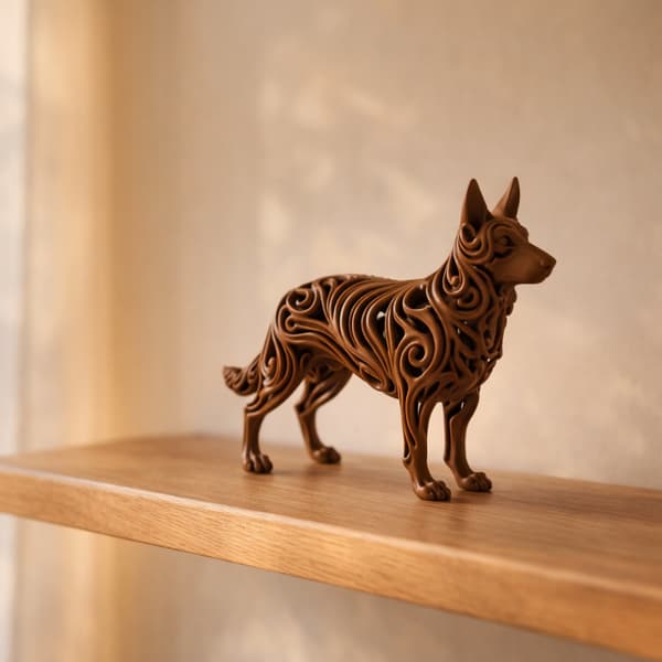 GERMAN SHEPHERD FIGURINE – OPENWORK 3D DECORATION, MANY COLOURS