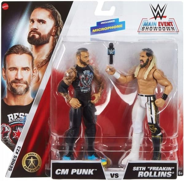 CM Punk & Seth Rollins 23 Action Figures 2-Pack – WWE Main Event Elite
