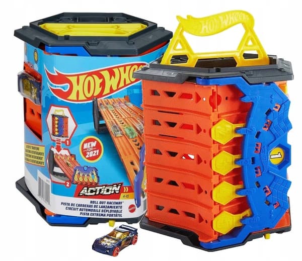 HOT WHEELS TRANSPORTER PLAY SET: UNFOLDABLE RACING TRACK + CAR