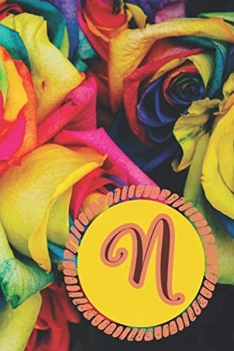 N Initial Monogram Journal Notebook for Women: Personalised, Customised Rain