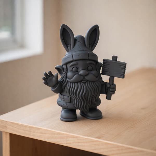 GNOME FIGURINE WITH RABBIT EARS AND A SIGN – STANDING, VARIOUS COLOURS