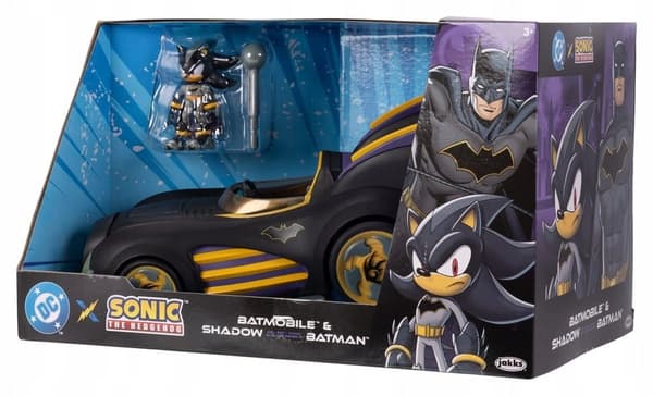 DC x Sonic Action Figure – Sonic the Hedgehog with the Batmobile, 6 cm