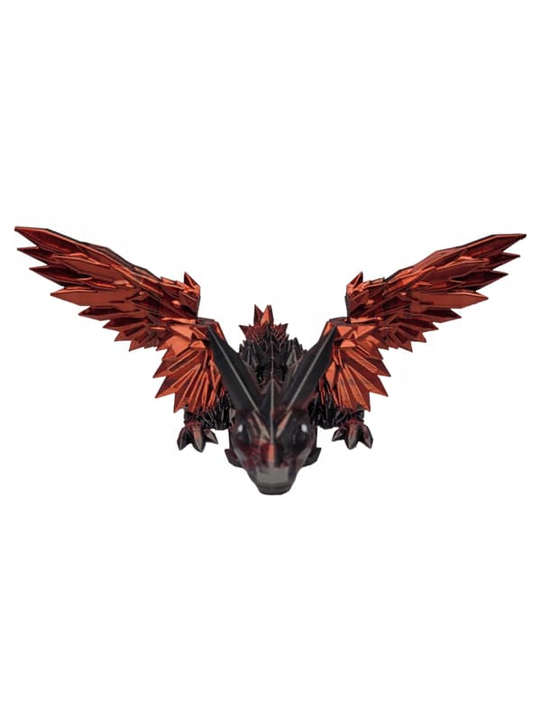 Mistic Red Moving Winged Dragon 3D-printed Crystal Dragon figurine
