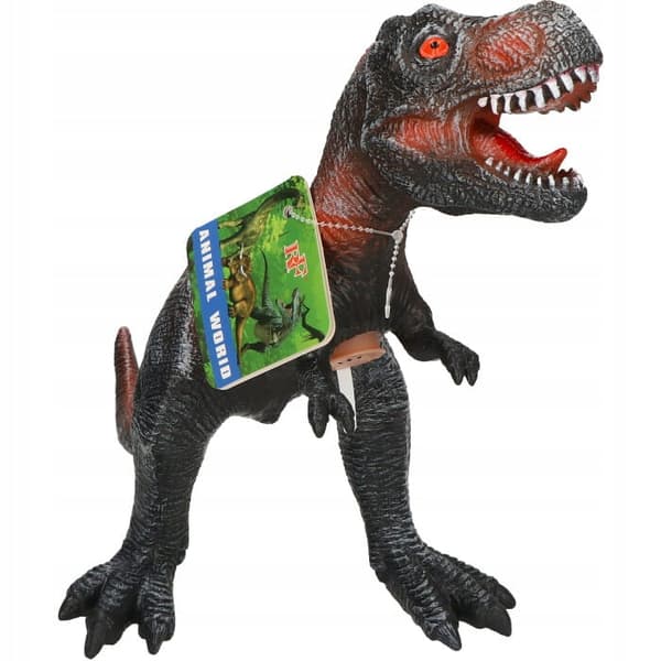 XL RUBBER DINOSAUR WITH SOUND, 44CM, GREY