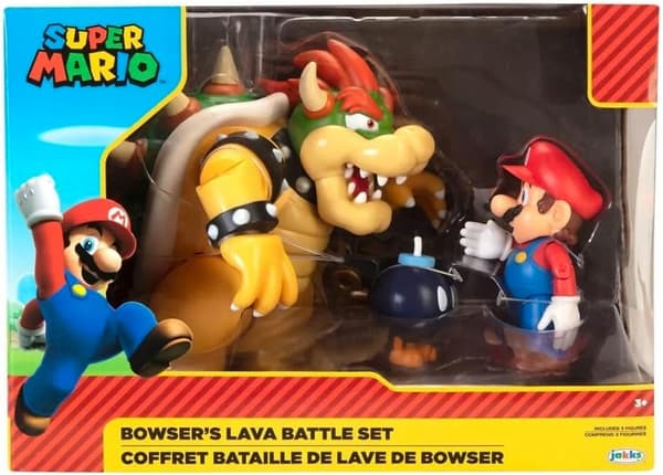 MARIO VS BOWSER LAVA BATTLE ACTION FIGURE SET – 7 FIGURES, 18 CM TALL
