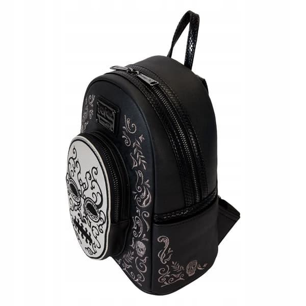 Black rucksack featuring a Death Eater and decorative motifs, leather-effect, Harry Potter