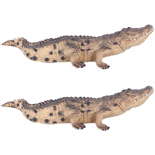 2 PLASTIC CROCODILE FIGURINES, DECORATIVE MODEL