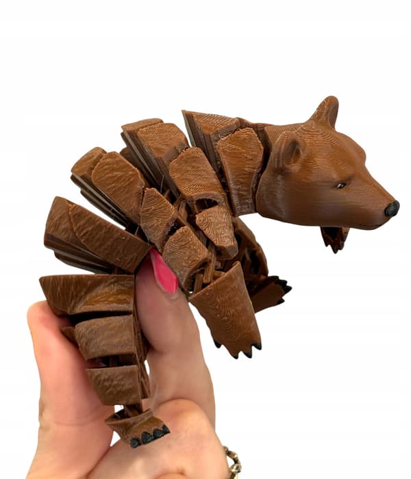 3D realistic brown bear figurine, posable, gift, toy