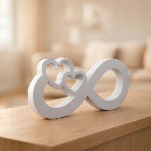 DECORATIVE INFINITY FIGURINE WITH TWO HEARTS – MANY COLOURS
