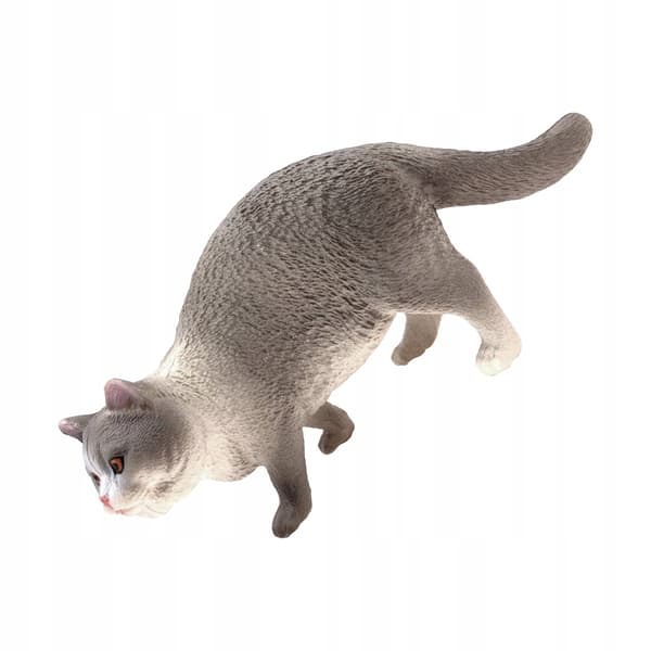 GREY CAT FIGURINE – REALISTIC TABLE DECORATION