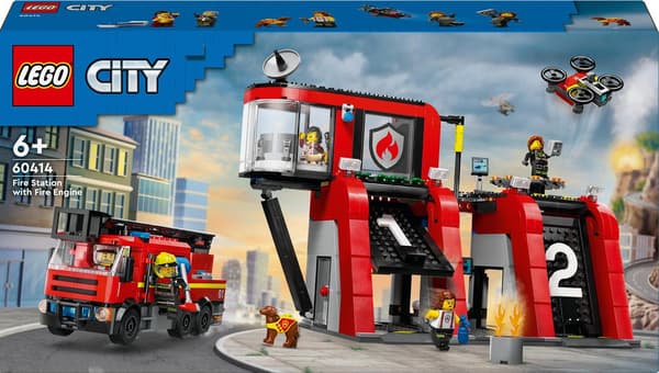 LEGO City 60414 Fire Station with Fire Engine, Car, Vehicle