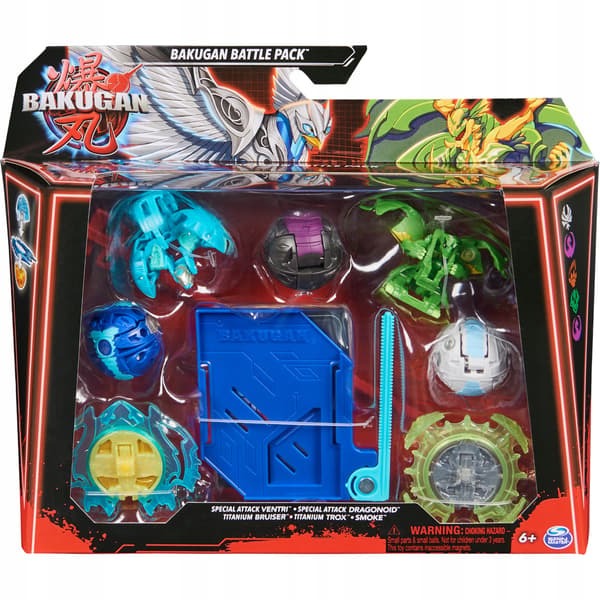 BAKUGAN 3.0 BATTLE PACK 5-PACK VENTRI DRAGONOID SMOKE TITANIUM BRUISER TROX