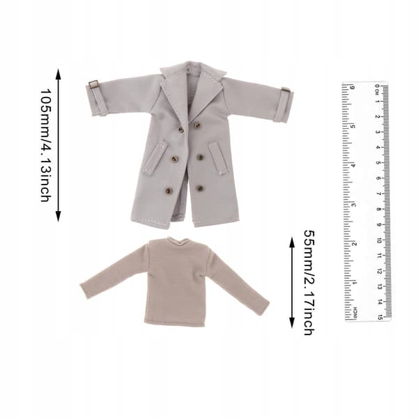 Men’s clothing in 1/12 scale, with a long-sleeved base shirt. Solid grey colour