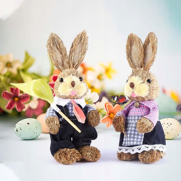 2x Easter Bunny Figurines – Easter Decoration – Creative Decorative Style C