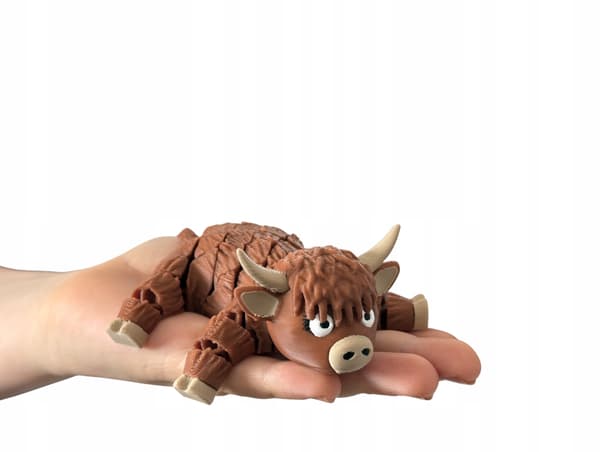 Cute segmented Fudge, 3D Mountain Cow – a charming, movable figurine