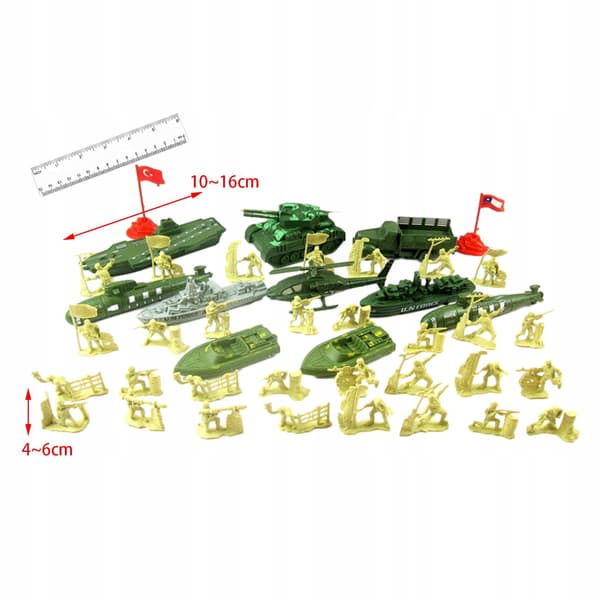 52-piece Solider Figures Set with Accessories – Mini Pretend Play Diorama A