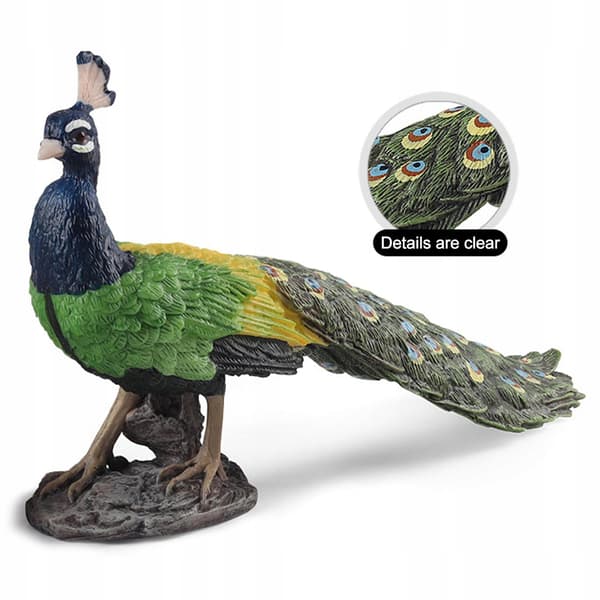 Plastic peacock figurines Miniature figurines for classrooms Green