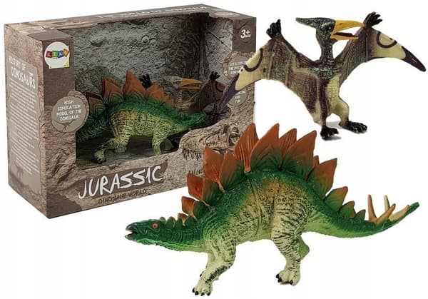 Stegosaurus and Pteranodon Dinosaur Figurine Set