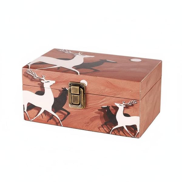 Wooden storage box – Black and white moose