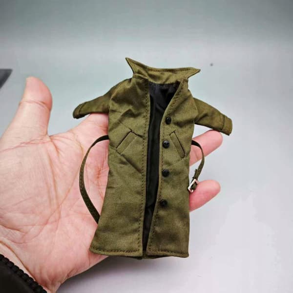 1/12 scale trench coat, poseable with internal wire, 6-inch black figure