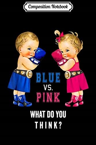 Composition Notebook: Blue vs Pink Boxing Babies Gender Reveal Journal/