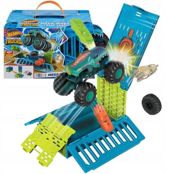 HOT WHEELS MONSTER TRUCKS MEGA WREX STUNT TRACK SET + CAR
