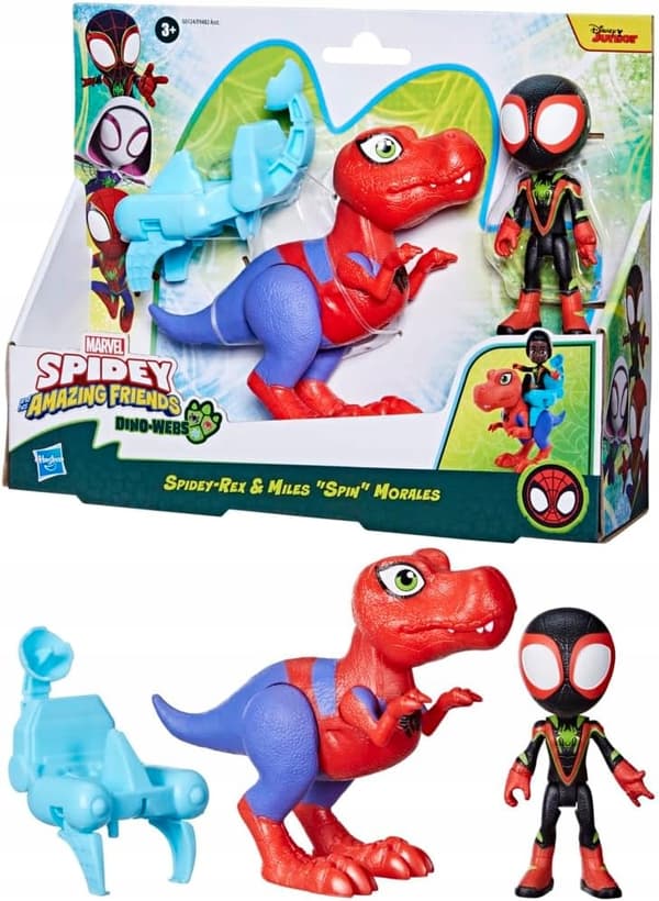 SPIDEY SET: T-Rex dinosaur figure + Miles Morales + accessories – Hasbro G0124