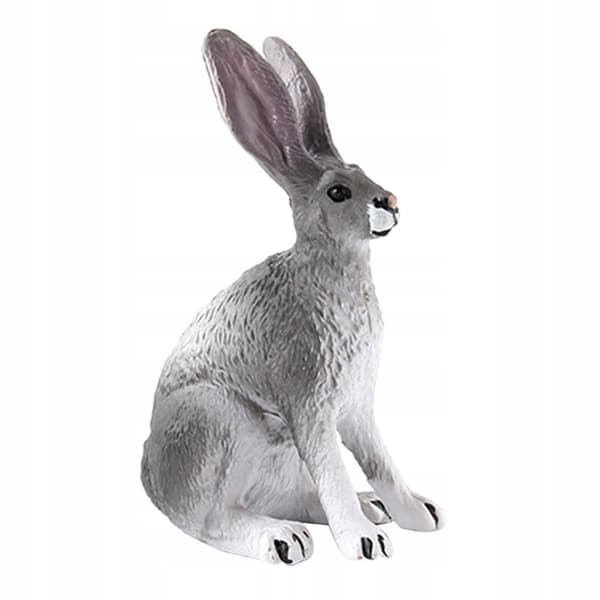 Realistic Forest Animals: Pet Rabbit Action Figures – Grey Crouching Rabbit