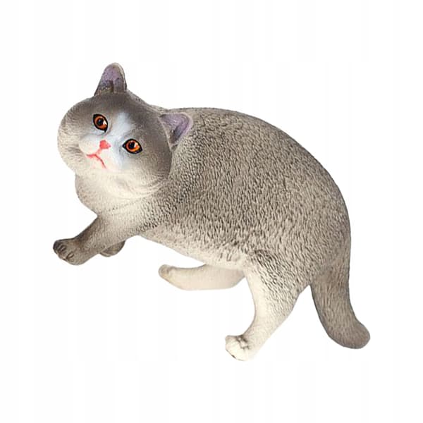 GREY CAT FIGURINE – REALISTIC TABLE DECORATION