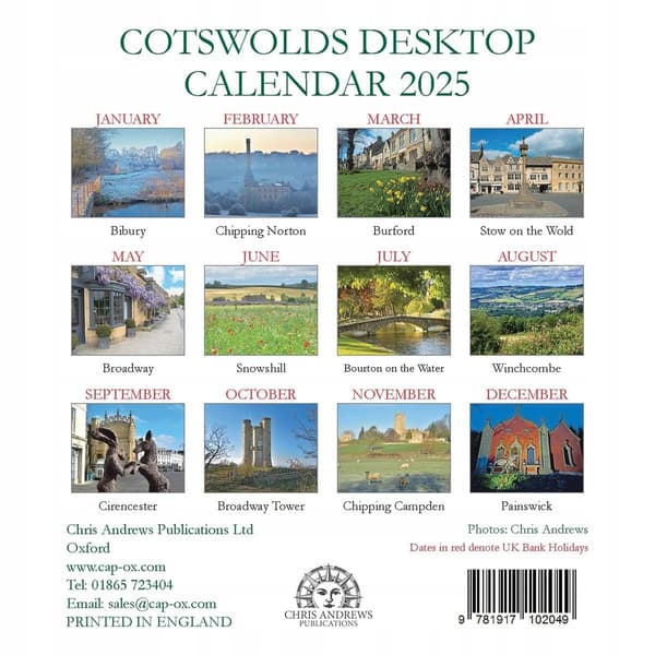 Cotswolds Large Desktop Calendar – 2025