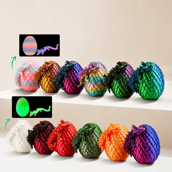 MAGICAL DRAGON EGGS – 12-PIECE SET, 3D-PRINTED WITH A DRAGON, MOVABLE JOINTS, TOY