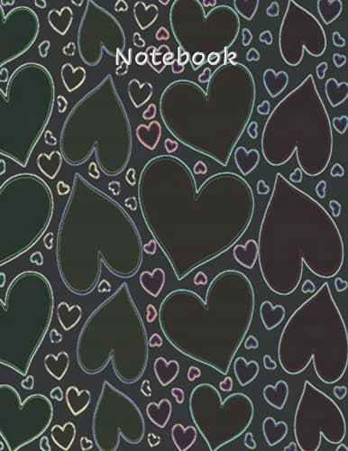 Neon Heart Notebook – 8.5x11 Notebook for Journaling – School Supplies –