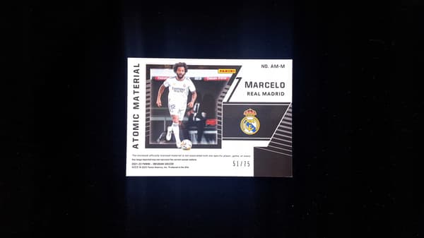 Marcelo, Real Madrid, Panini Obsidian 2021–22, Atomic Material /75 Patch