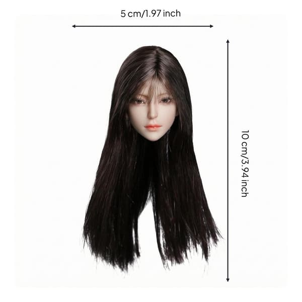 1/6 scale female head sculptures. Customisable, hair-implanted head style C