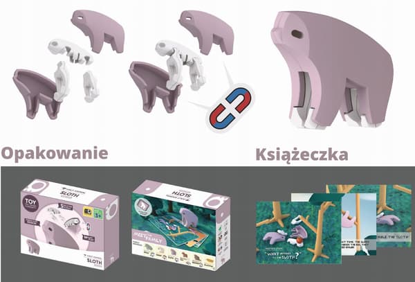 HalfToys Magnetic Fold-out Sloth with a book