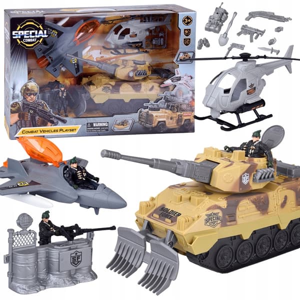 LARGE MILITARY SET: TANK AND FIGHTER JET