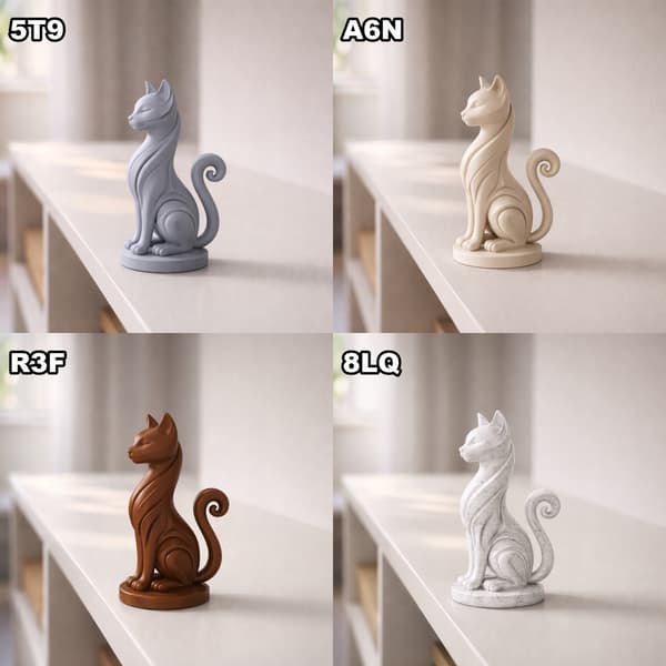 DECORATIVE FIGURINE: SITTING CAT ON A BASE – MANY COLOURS