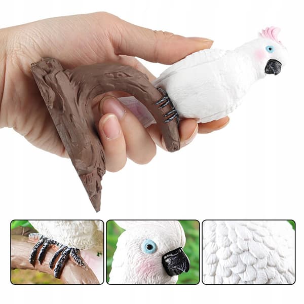 Parrot figurines Portable simulation Small educational toy Pink-headed bird