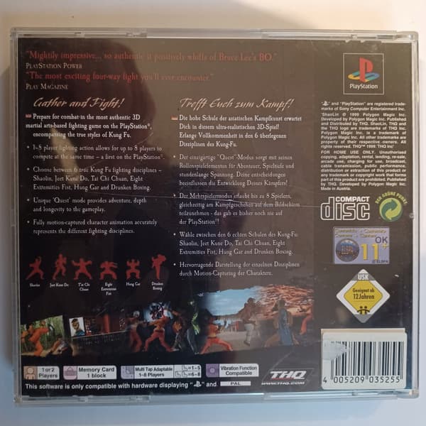 Shaolin, PlayStation, PS1, no front cover