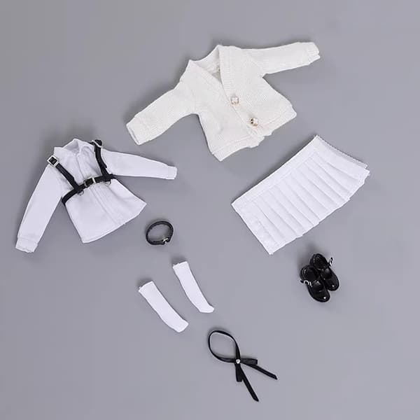 1/12 School Uniform Set – Outfit for action figures – White accessory bodysuit