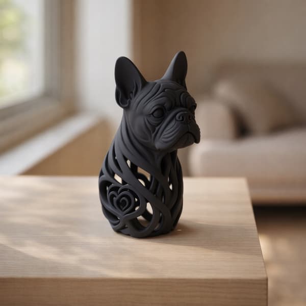 DECORATIVE FRENCH BULLDOG FIGURINE – OPENWORK, LED, MULTICOLOURED