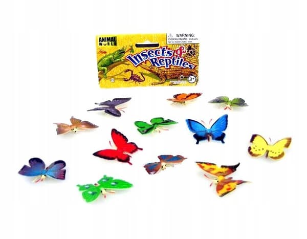 Assorted rubber butterflies, 12-piece set, 4 cm