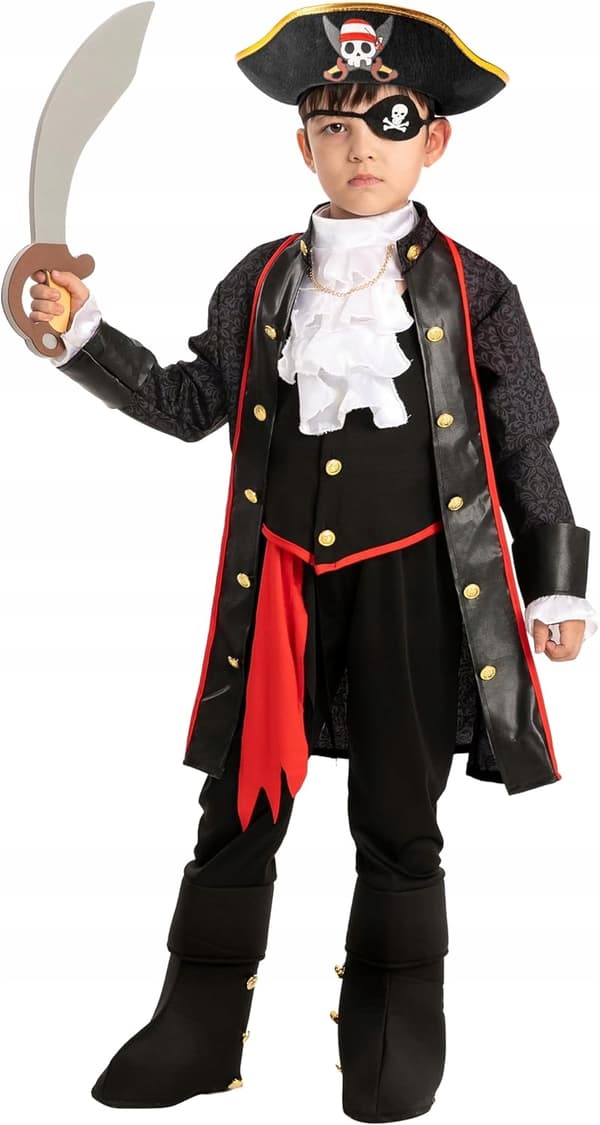 CHILDREN'S PIRATE CAPTAIN COSTUME WITH ACCESSORIES FOR HALLOWEEN