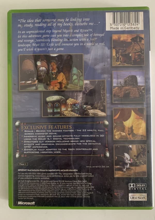 Myst III: Exile – PC and Xbox boxed edition