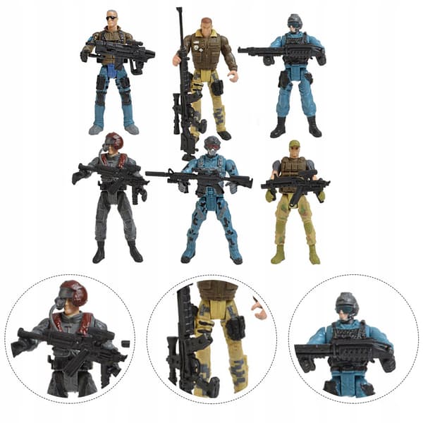 6-piece Kids' Plastic Soldier Model Playset with Smooth Edges