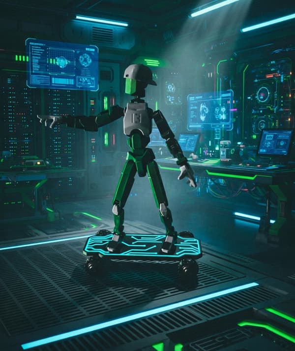 3D figurine – Articulated figure on a hoverboard: Dummy 13