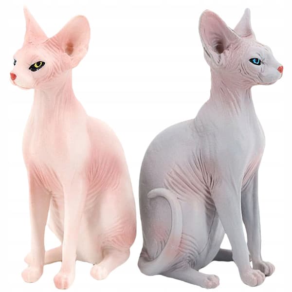 2 COLOURFUL DECORATIVE PVC CAT FIGURINES