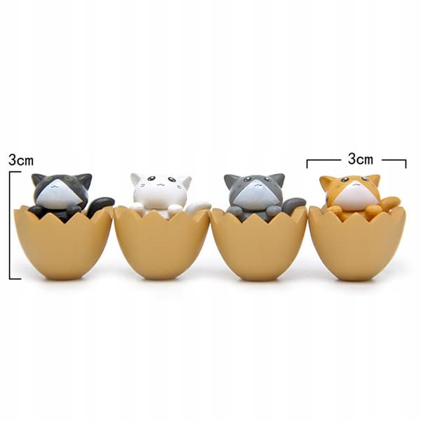4 REALISTIC CAT FIGURINES, MINI PVC DECORATIONS