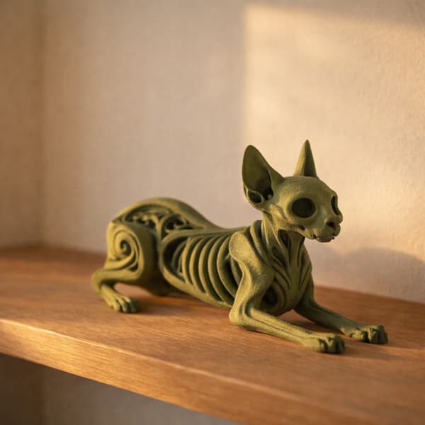 DECORATIVE SPHYNX CAT FIGURINE – OPENWORK SKELETON DESIGN, VARIOUS COLOURS